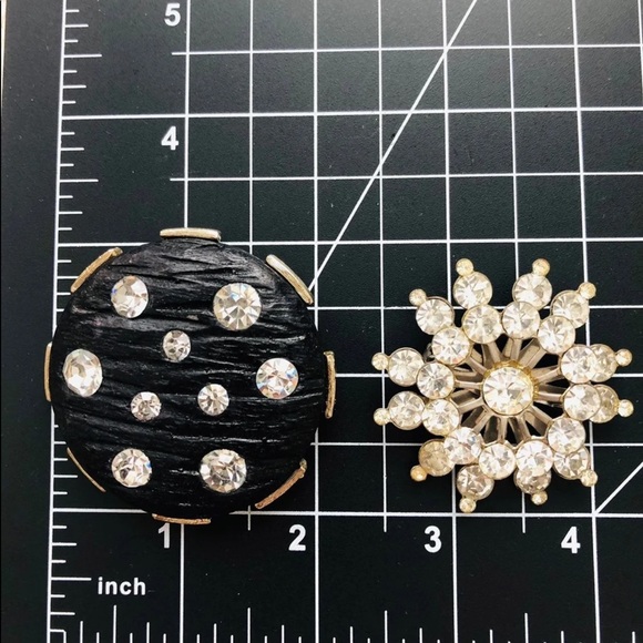 Vintage Deco black crystal Pendant Brooch lot - Picture 4 of 5